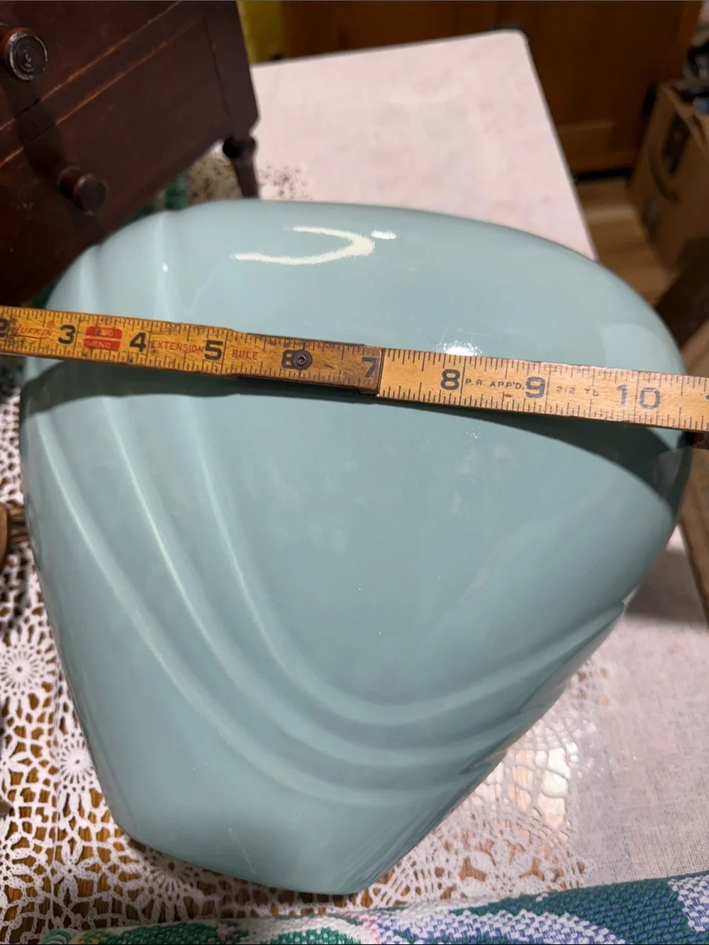 vintage 1980s Haeger art deco revival ceramic vase pastel seafoam green